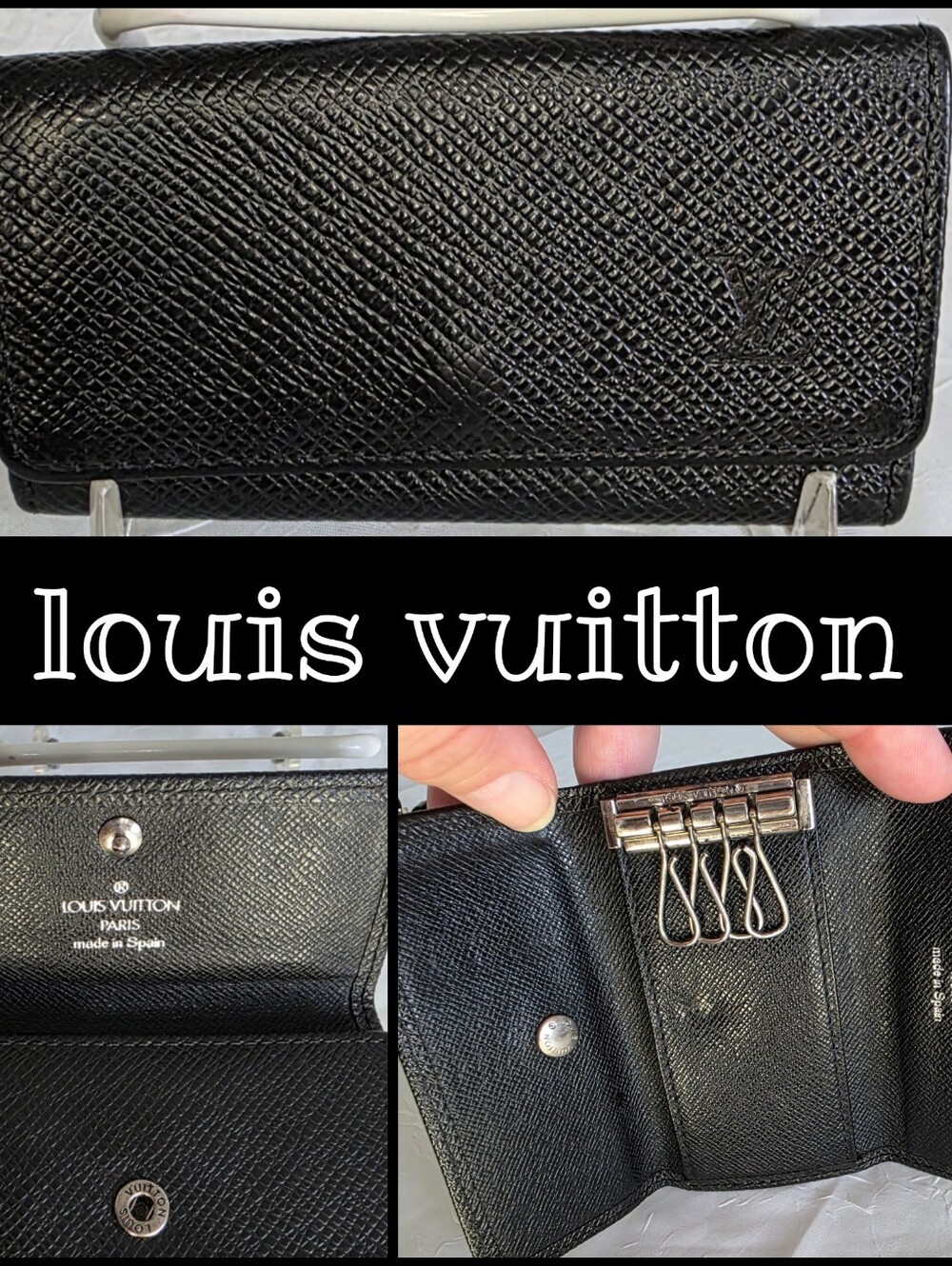 Louis Vuitton Black Leather 4 Keyholder